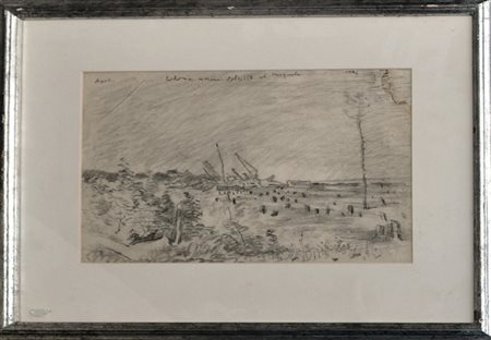 GIANNI VAGNETTI Colonia marina distrutta al Cinquale, 1945 Matita su carta...