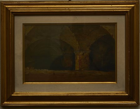 FEDERICO ANDREOTTI Sotterranei alla Certosa Olio su tavola cm. 17x26,5 Firma...