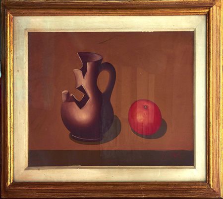 IGNOTO Natura morta Olio su tela cm. 35x50 Firma illeggibile in basso a destra