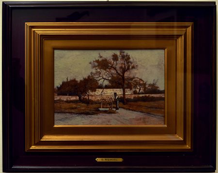 GINO ROMITI In campagna, 1935 Olio su tavola cm. 22,5x29,5 Firma e data in...