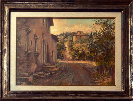 F. SAVERIO TADDEI Paesaggio Olio su tela cm. 50x70 Firma in basso a destra e...
