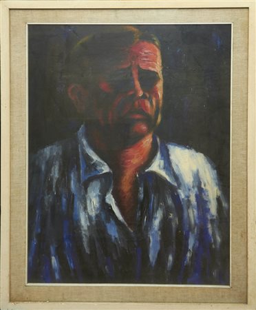 DARIO FERRINI Autoritratto Olio su tela cm. 75x55 Firma sul retro