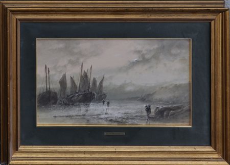 F. NORIE Marina Tecnica mista su carta cm. 26x50 Firma in basso a destra