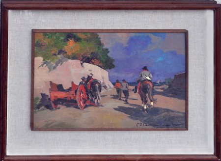 CARLO DOMENICI Campagna Olio su tavola cm. 35x50 Firma in basso a destra
