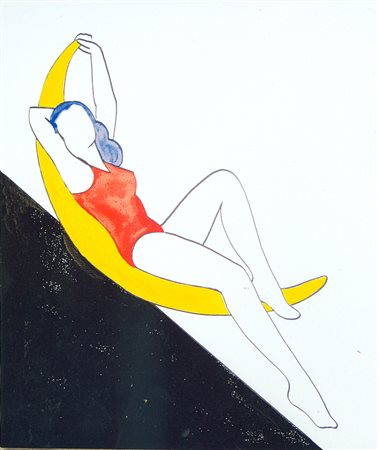 MARCO LODOLA Pin up sulla Luna, 2010 Acrilici su tela cm. 120x100 Firma sul...
