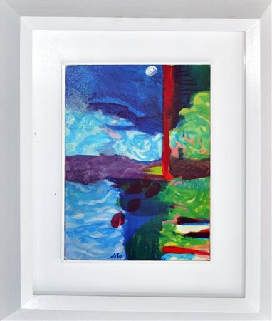 GIANNI DOVA Sera di luna quasi piena, 1980 Olio su tela cm. 40x30 Firma in...