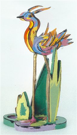 UGO NESPOLO La fenice, 1997 Multiplo in bronzo policromo es. 364/475 h. cm....