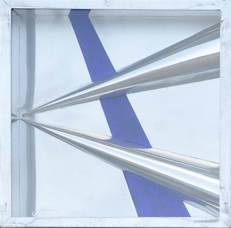 CESARINA SEPPI Composizione Alluminio e tecnica mista in teca di metallo cm....