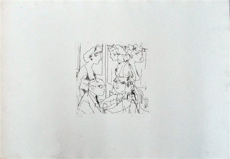 ALBERTO MANFREDI Senza titolo Acquaforte in b/n cm. 49,5x70,5 es. 54/80 Firma...