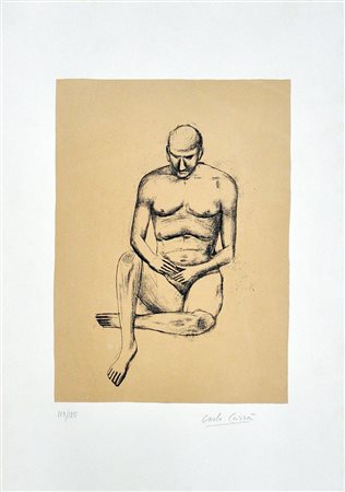 CARLO CARRÀ Nudo, 1961 Litografia a due colori – es. 109/125 cm. 65x45,5...