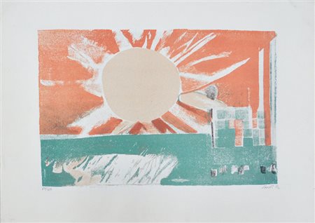 BRUNO SAETTI Muro, 1977 Litografia originale a colori eseguita con la tecnica...