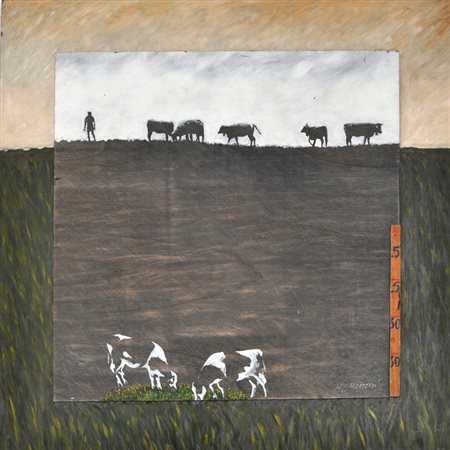 LORENZO LAZZERI Senza titolo, 1998 Grafite, collage e olio su tavola cm....