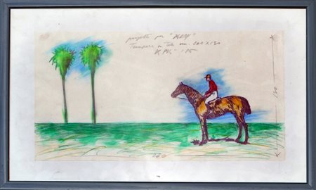 FABIO DE POLI Progetto per “Derby”, 1986 Pastelli su carta cm. 26x50 Firma,...