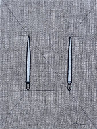 Tino Stefanoni Lecco 1937 Le penne bianche Anni 70 Tecnica mista su tela 24x18