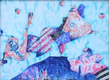 Gianni Dova Roma 1925 In selva 1980 Mista su carta intelata 35x50 Autentica...