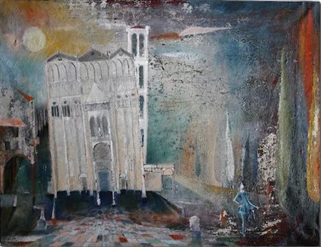 Gian Luigi Serravalli Ferrara 1949 Ferrara Cattedrale 2010 Olio su tela 50x65...