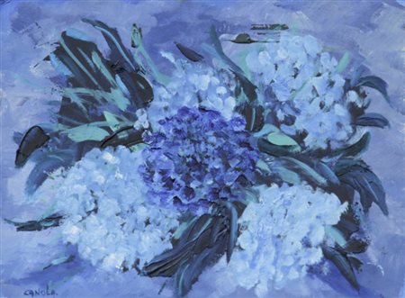 PATRIZIA CANOLA Milano 1952 STUDIO D'ORTENSIE 2012 Olio SU FAESITE 30x40...