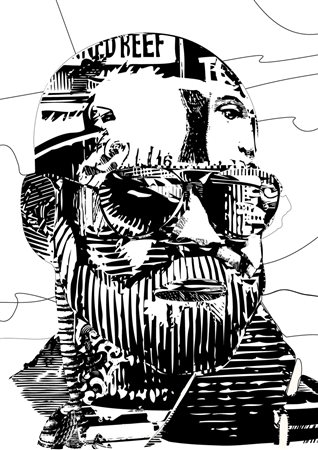 Francesco Messina Catania 1979 Black Ink series, #3 Il sigillo 2014 Digitale...