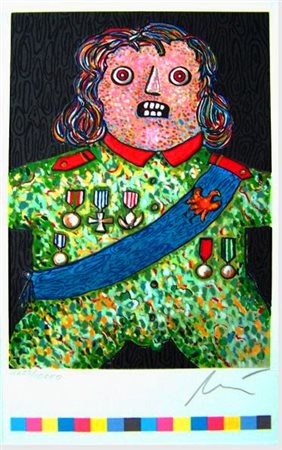 Enrico Baj Milano 1924 Il piccolo generale 1980 Serigrafia 42x30 Certificato...