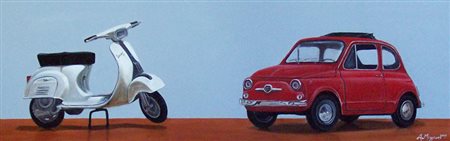 Aldo Miggiano Siracusa 1967 Ricordi 2009 olio su tela 30x90 Certificato di...