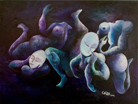 CRISTINA PATTI PALERMO 1982 Tormenti 2014 Olio su tela 30x40 Certificato di...