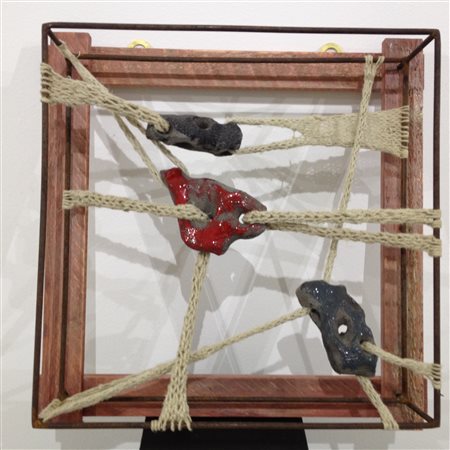 Silvana Pincolini Milano 1950 Eleade 2009 ceramica corda ferro cornice in...