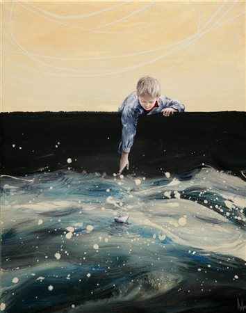 Paolo Di Rosa Milano 1973 Dal Molo 2015 Acrilico su tela 50x40 Certificato di...