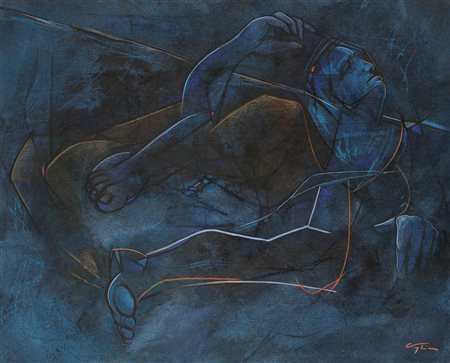 Francesco Vaglica Roma 1965 Naufrago sulla rotta di Ulisse 2012 olio su tela...