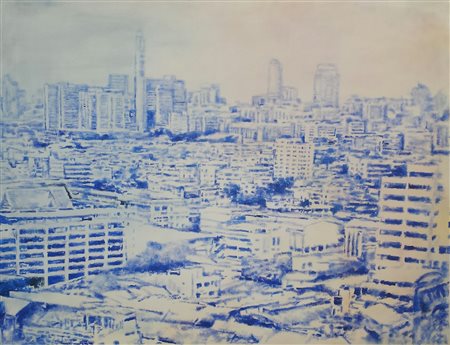 Tommaso Chiappa Palermo 1983 Oriente blu Mista su tela 70x100