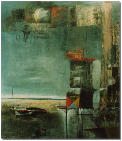Gian Luigi Serravalli Ferrara 1949 ALBERGO RIVIERA (n° 148) 2004 Olio e...