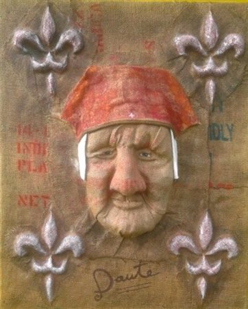 Giuseppe Trentacoste Firenze 1977 Dante tela piegata 90x75x12 Certificato di...