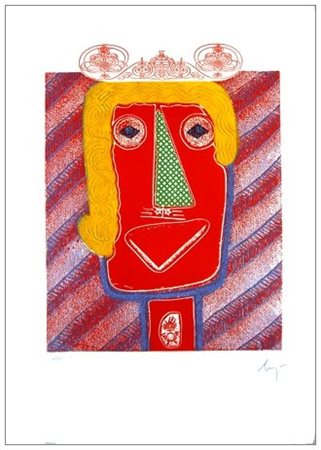 ENRICO BAJ 1924 - 2003 Senza titolo Incisione a colori es.4/125. Firma in b....