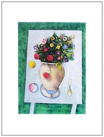 FRANCO GENTILINI 1909 - 1981 Senza titolo Incisione a colori es.43/120. Firma...