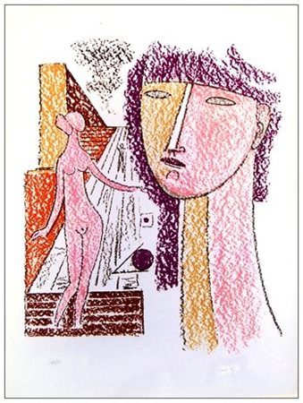 MARIO TOZZI 1895 - 1979 Senza titolo Litografia a colori es.69/99. Firma in...