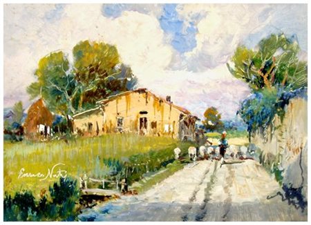 ENRICO NUTI 1902 - 1978 Senza titolo Olio su cartoncino accoppiato a...