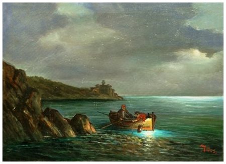 MILLUS (Mauro Illusi) 1925 - 1992 Senza titolo Olio su tela 50 x 70. Firma in...