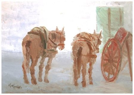 GUIDO GUIDI 1916 - 2002 Senza titolo Olio su tavola 35 x 50. Firma in b. a s.