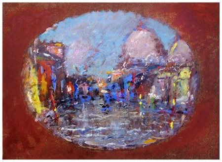 FEDERICO CRESCI 1941 Senza titolo Olio su faesite 35 x 50. Firma in b. a s. e...