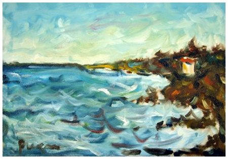 ENZO PREGNO 1898 - 1972 Senza titolo Olio su tela 35 x 50. Firma in b. a s. e...