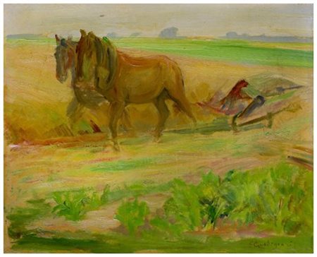 EDUARDO GORDIGIANI 1866 - 1961 Senza titolo Olio su cartone 23,5 x 30. Firma...