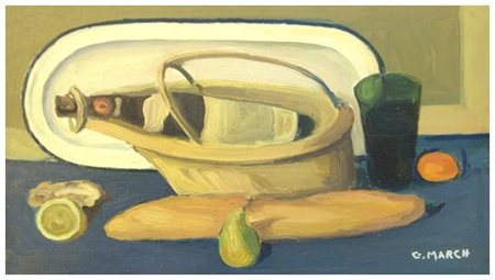 GIOVANNI MARCH 1894 - 1974 Vino nel portavino filo di pane e frutti -...