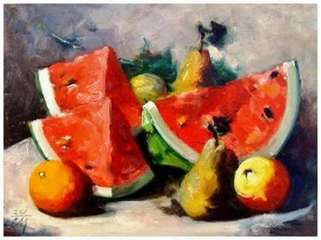 CORRADO MICHELOZZI 1883 - 1965 Senza titolo Olio su tavola 22 x 30. Firma in...