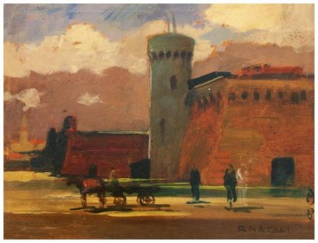 RENATO NATALI 1883 - 1979 Senza titolo Olio su faesite 19,7 x 25. Firma in b....