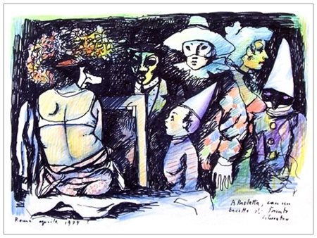 FAUSTO MARIA LIBERATORE 1922 - 2004 Senza titolo 1975 Pennarelli e matite...