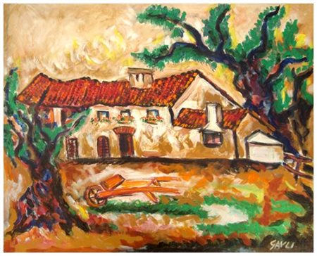 PIERO GAULI 1916 Cascina in Umbria n.2 1982 Olio su tela 50 x 60. Firma in b....