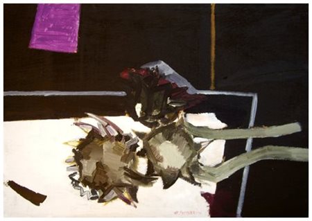 RENZO GRAZZINI 1912 - 1990 Senza titolo Olio su tavola 49,5 x 70. Firma in b....