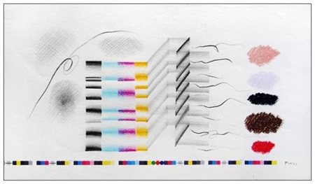 ENNIO FINZI 1931 Senza titolo T.m. su cartoncino 28 x 50. Firma in b. a d....