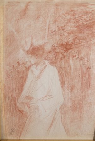 MARIANI POMPEO (Monza 1857 - Bordighera 1927) "Figura" Sanguigna su carta cm....