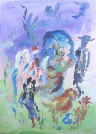 TRECCANI ERNESTO (Milano 1920 - Milano 2009) "Maschere" 1996 Olio su tela cm....