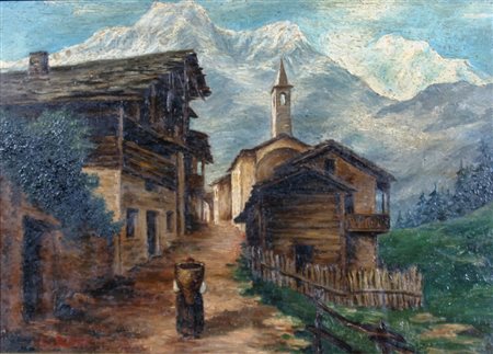 RODA LEONARDO (Racconigi 1868 - Torino 1933) "Paesaggio" Olio su tavola cm....